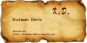 Kulman Ders névjegykártya